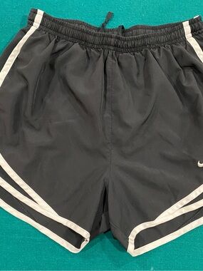 Nike Women's Black Dri-Fit Running Shorts - White Trim with built-in briefs XS